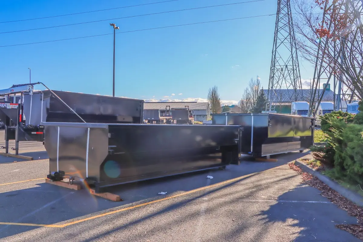 Roll-off dumpster ready for waste disposal at job site for Demolition Dumpster Rental in Ontario